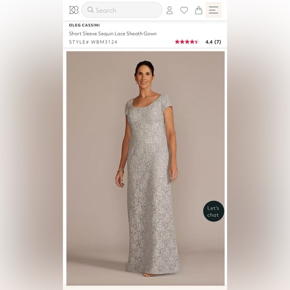 David’s Bridal Short Sleeve Lace Sequin Gown - Steel Blue - Picture 8 of 8